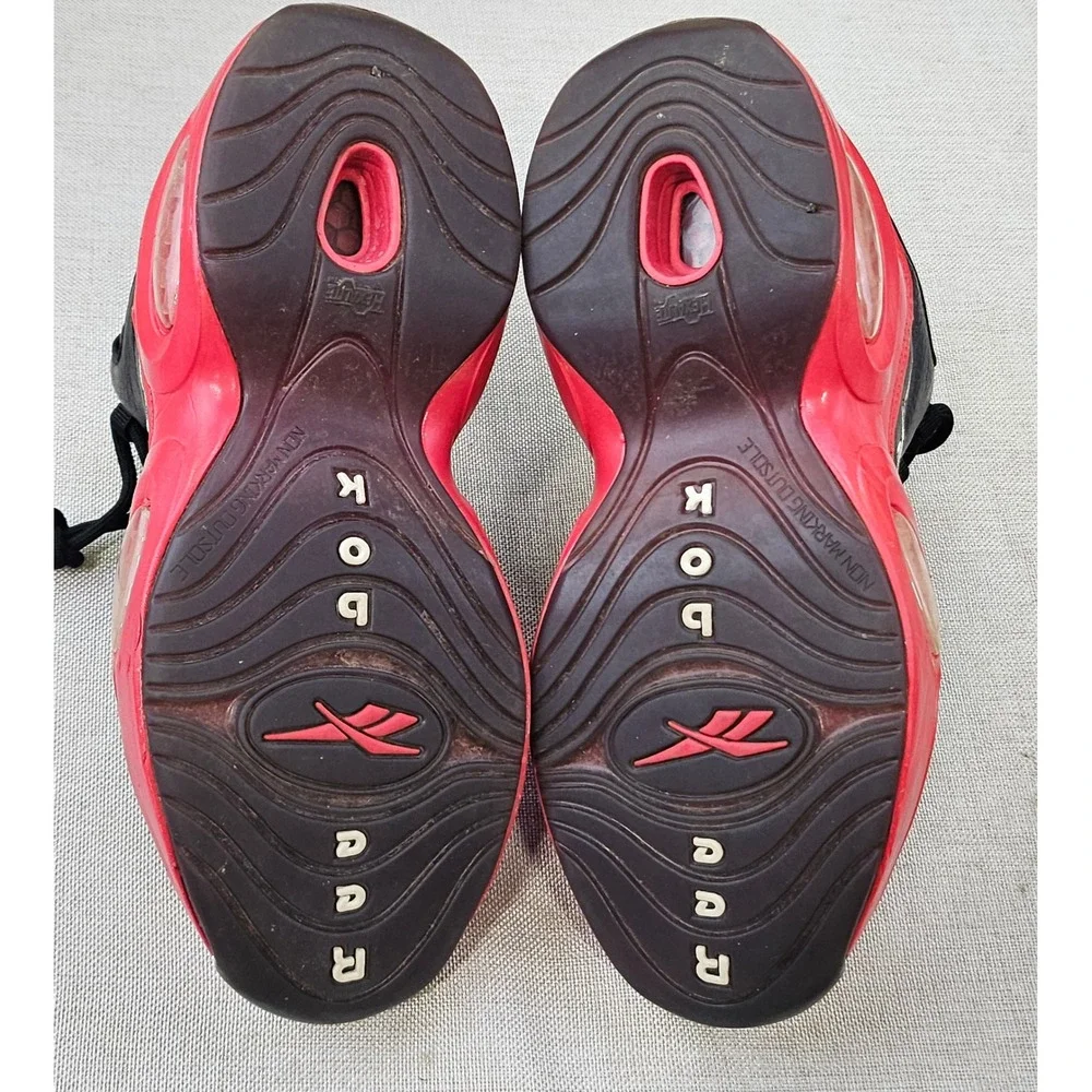 Reebok Question Mid Mens 6.5 Black Red Patent Leather Allen Iverson GV7182 Shoes